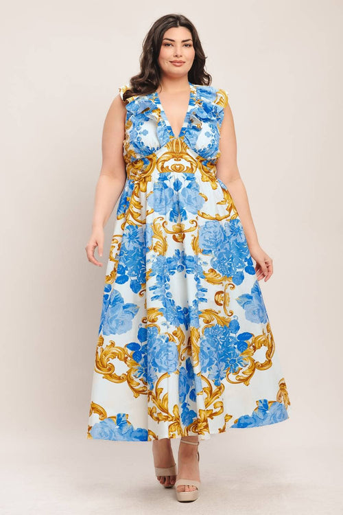 A printed woven midi dress - ID23370-P