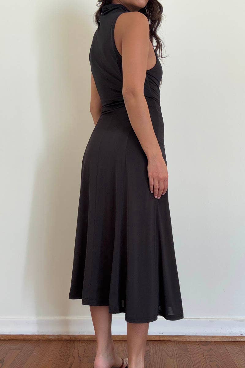 Turtleneck Swing Midi Dress (Belt Not Included)