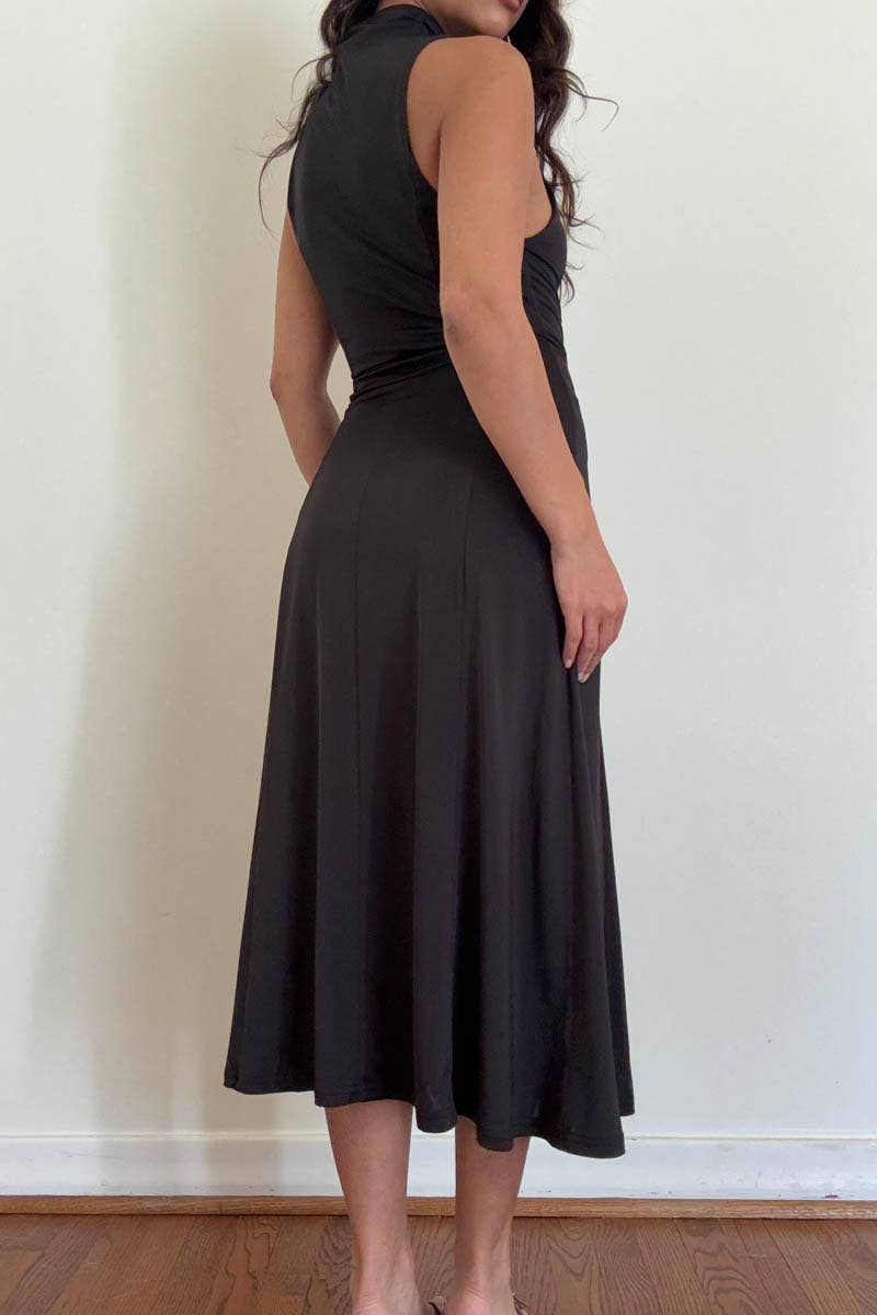 Turtleneck Swing Midi Dress (Belt Not Included)