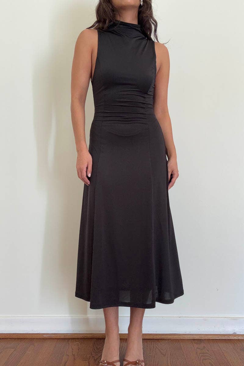 Turtleneck Swing Midi Dress (Belt Not Included)