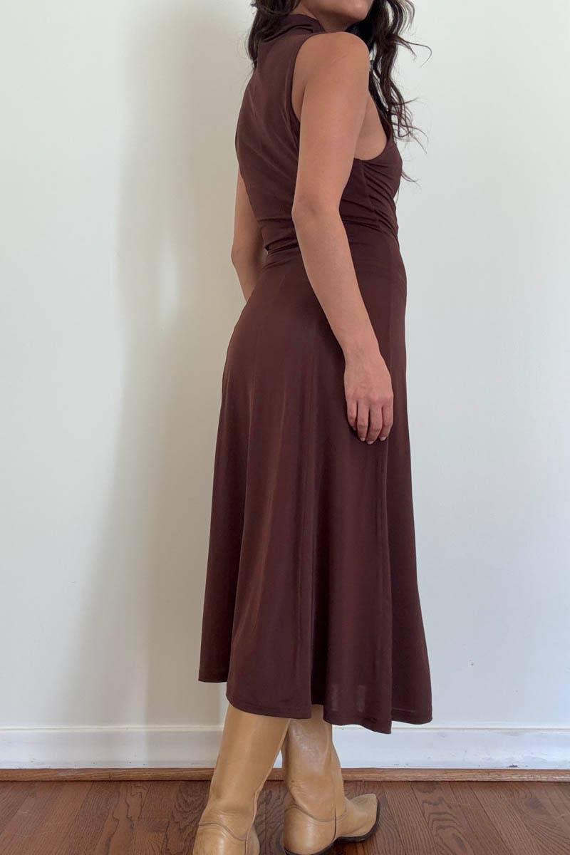 Turtleneck Swing Midi Dress (Belt Not Included)