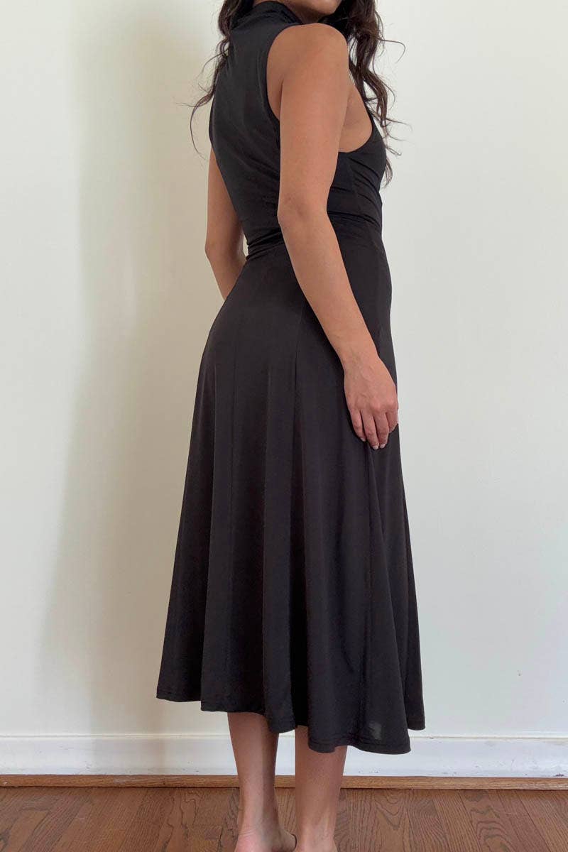 Turtleneck Swing Midi Dress (Belt Not Included)