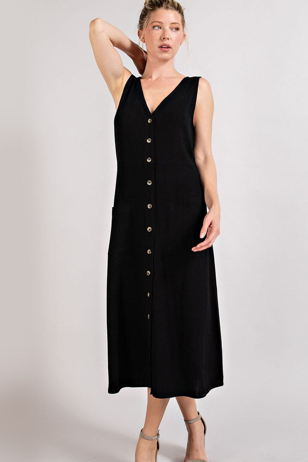 Linen Button Down Midi Dress