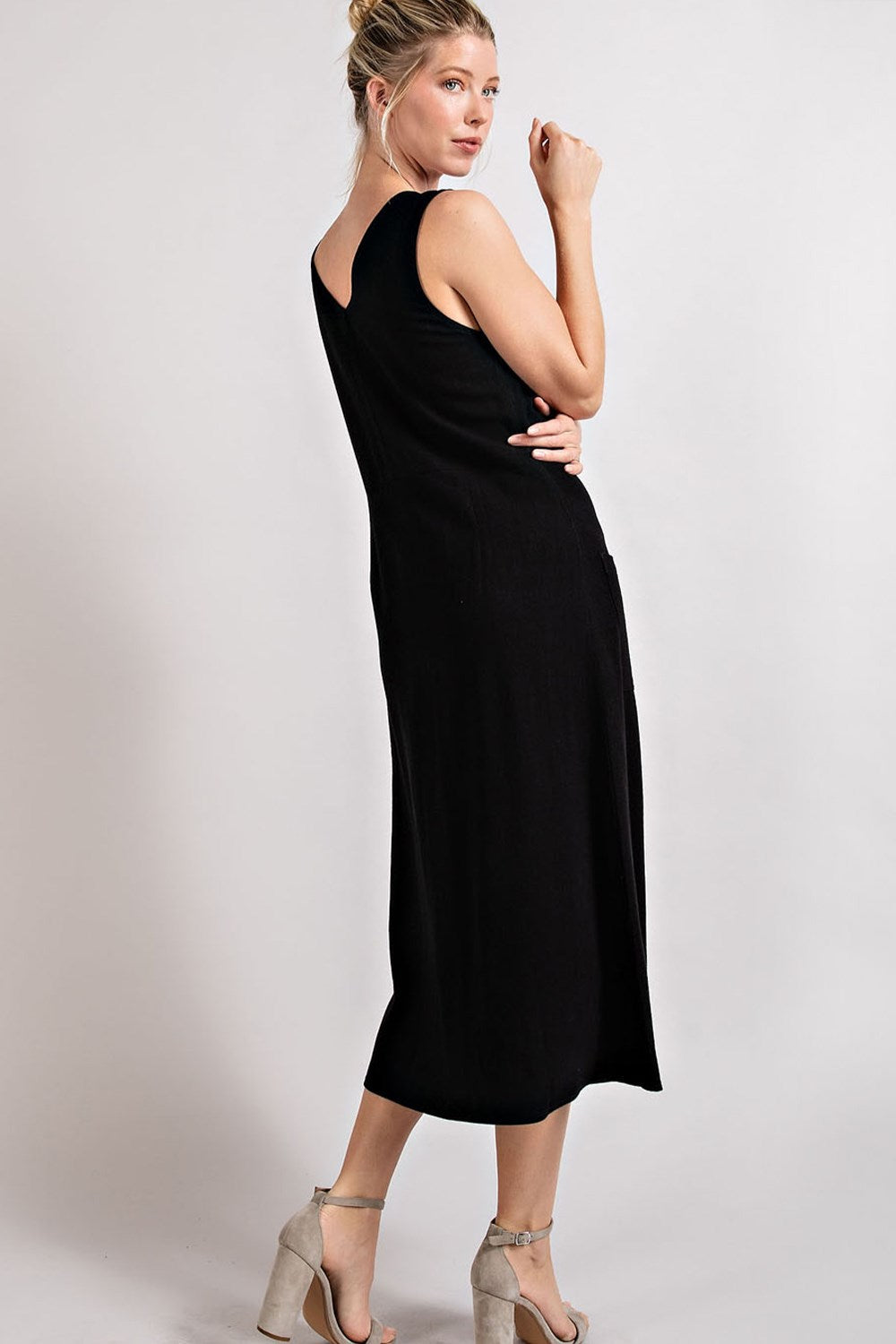 Linen Button Down Midi Dress