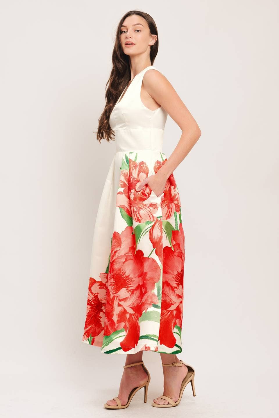 A printed woven midi dress - ID23185