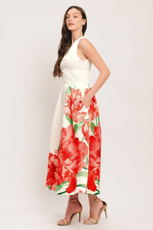 A printed woven midi dress - ID23185