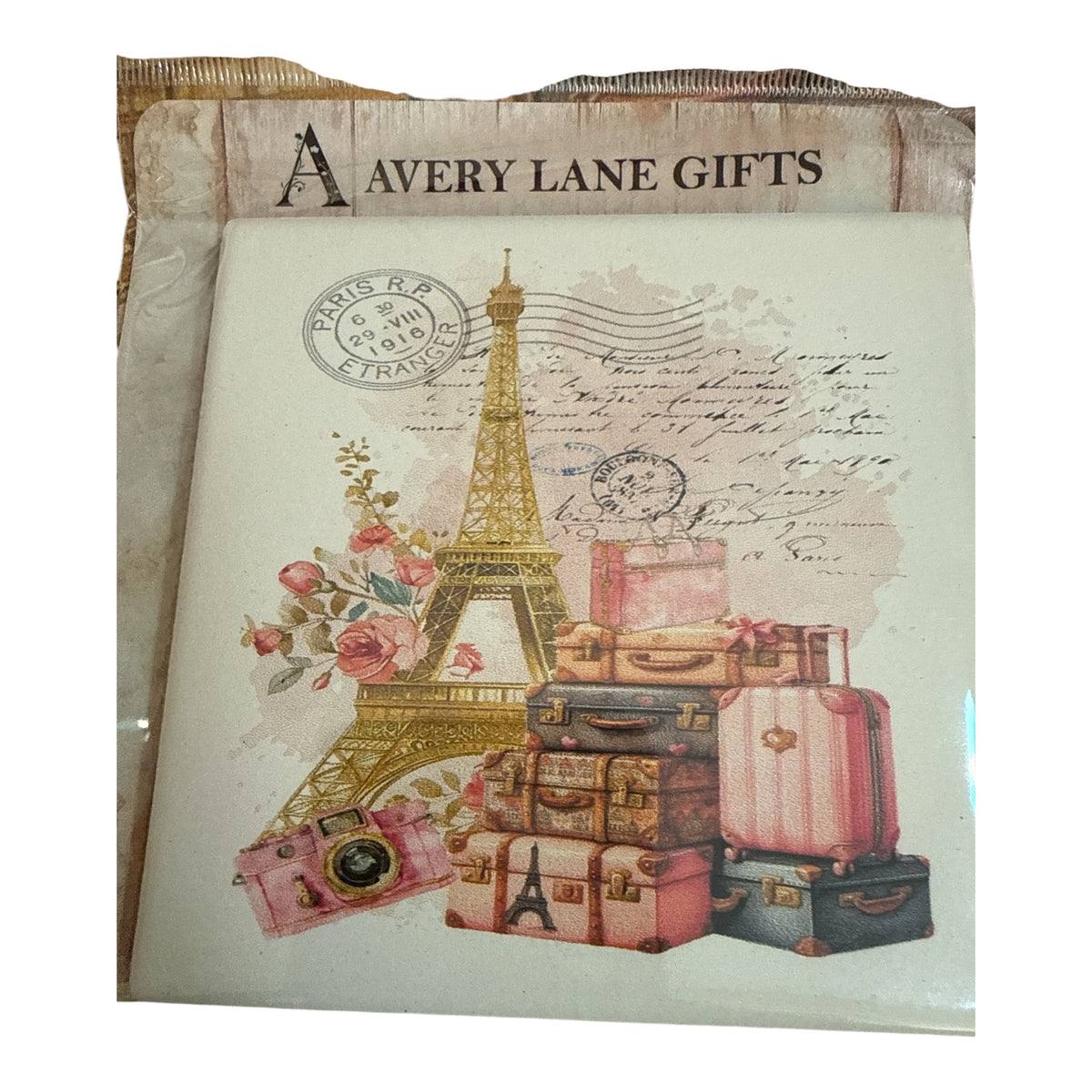French Paris Eiffel Tower luggage Stone Coaster