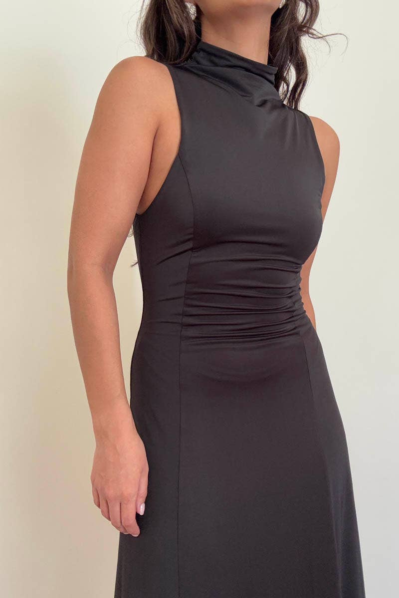 Turtleneck Swing Midi Dress (Belt Not Included)