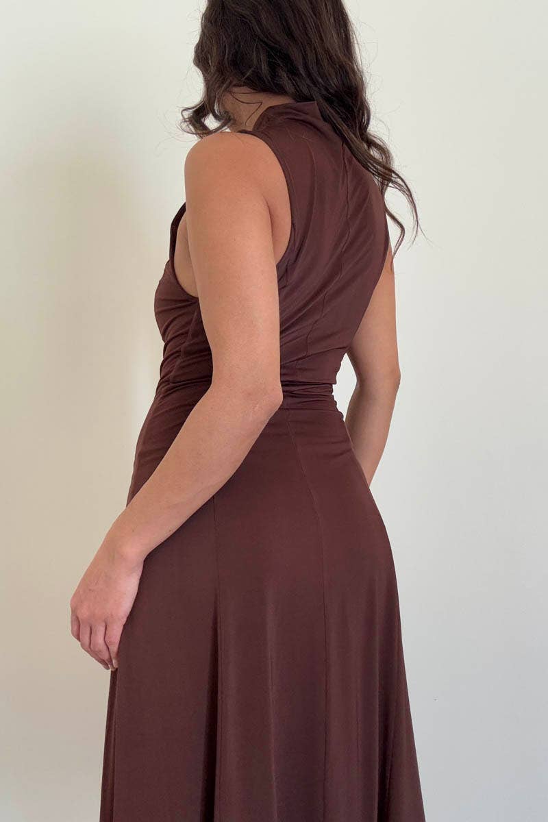 Turtleneck Swing Midi Dress (Belt Not Included)