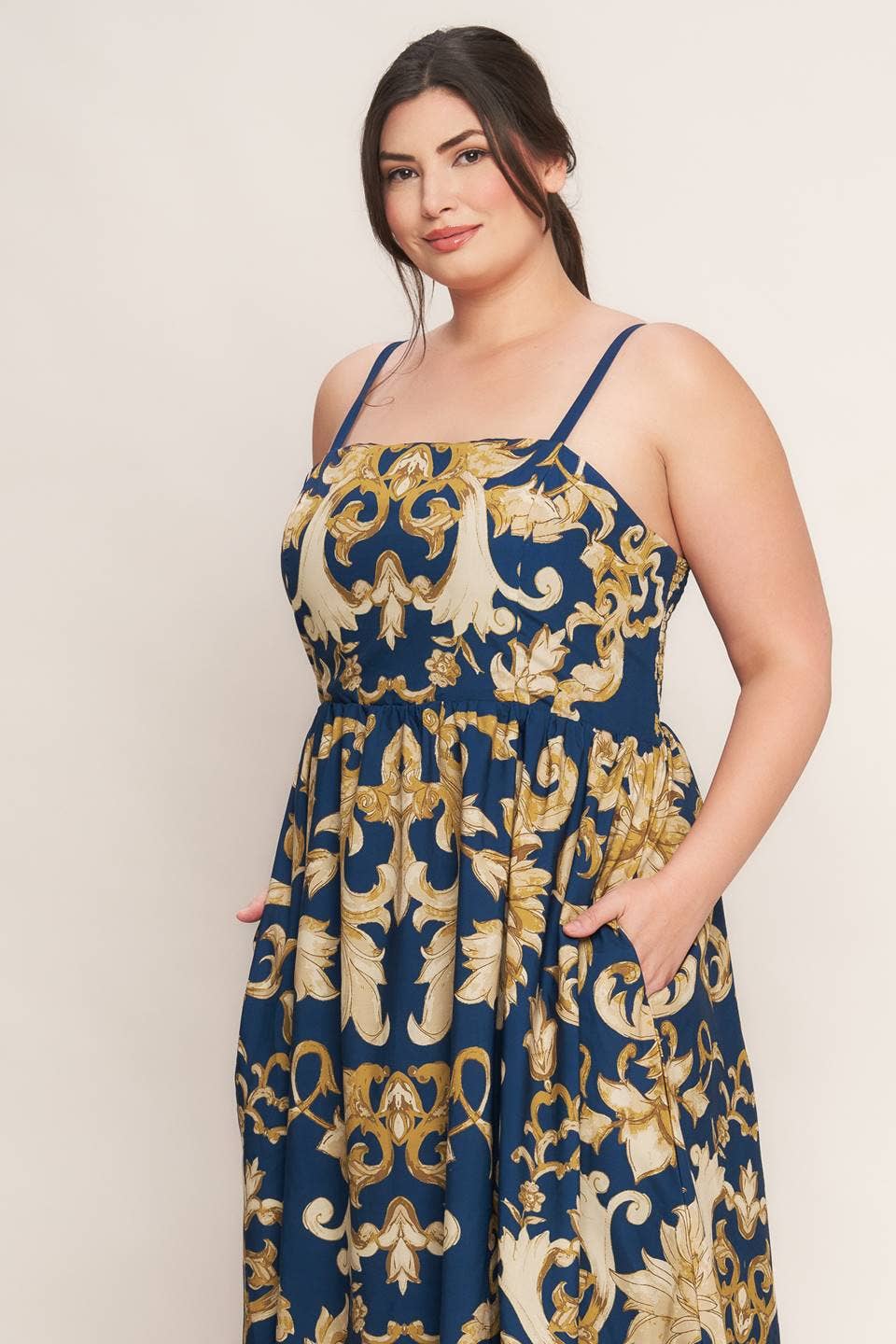 A printed woven midi dress - ID22822-P