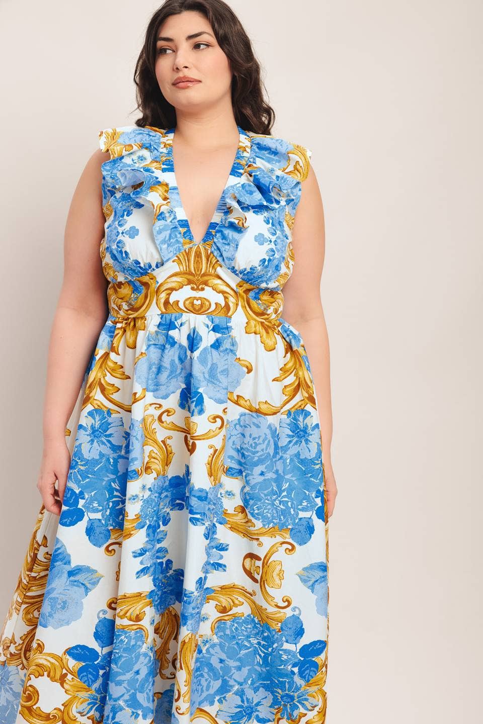 A printed woven midi dress - ID23370-P