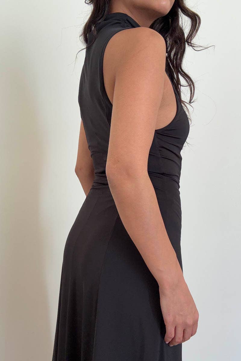 Turtleneck Swing Midi Dress (Belt Not Included)