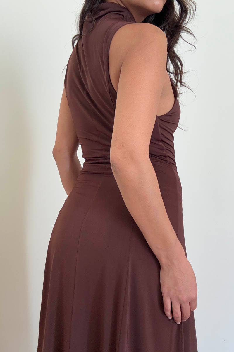 Turtleneck Swing Midi Dress (Belt Not Included)