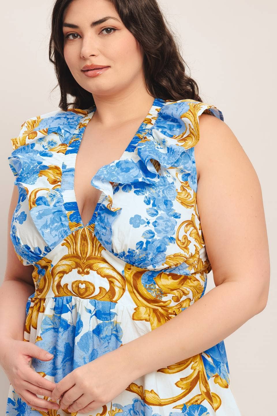 A printed woven midi dress - ID23370-P
