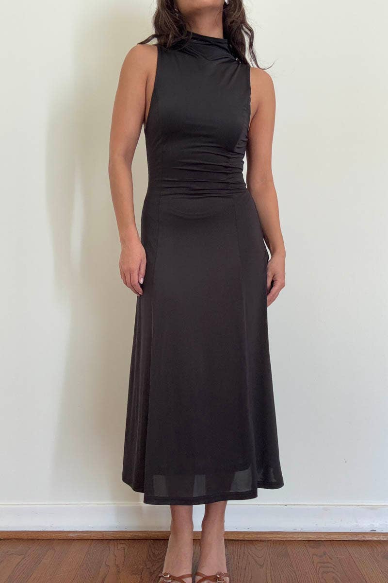 Turtleneck Swing Midi Dress (Belt Not Included)