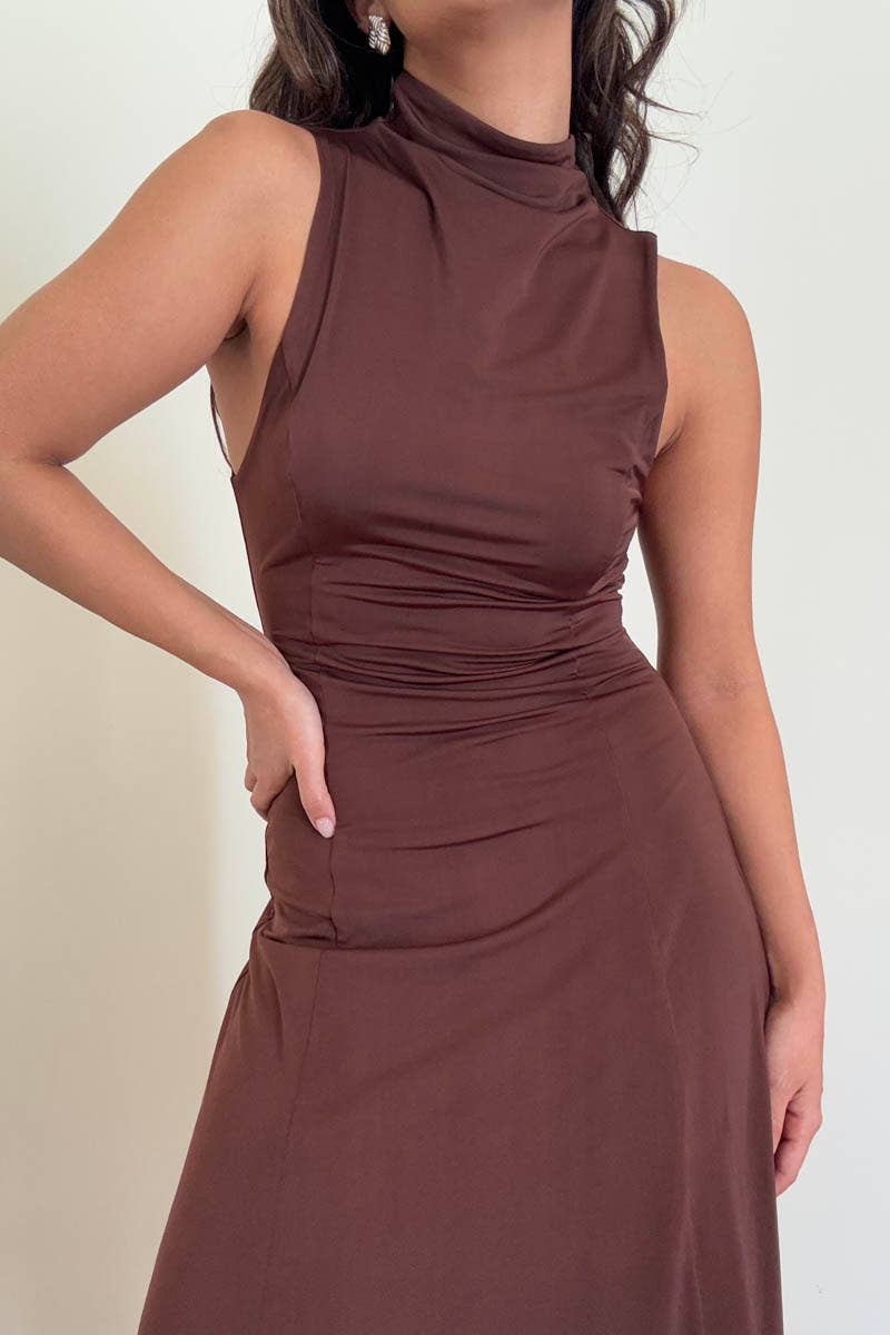 Turtleneck Swing Midi Dress (Belt Not Included)